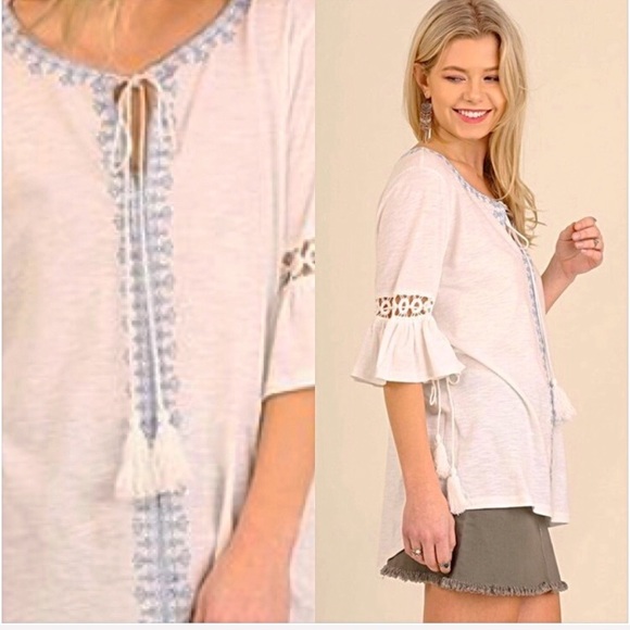 Festival Bohemian Tassel Tunic Top S/M - Picture 2 of 8